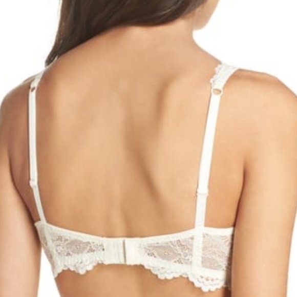 Free People Intimately Lace Underwire Plunge Bra 34A Ivory - Picture 2 of 11